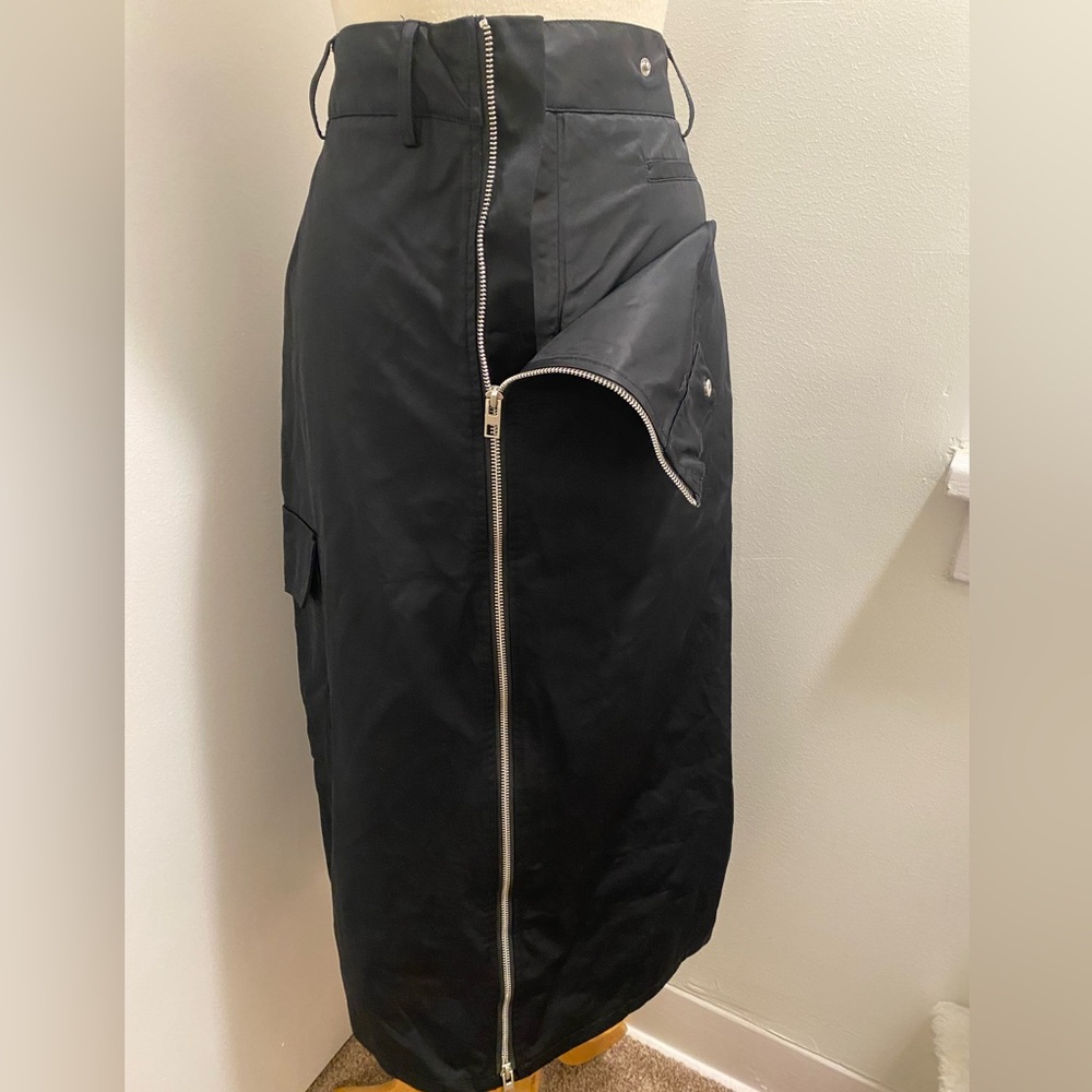 ZARA Nylon Black Cargo Midi Skirt with Zipper Detail- Sue S- NEW - Picture 3 of 12